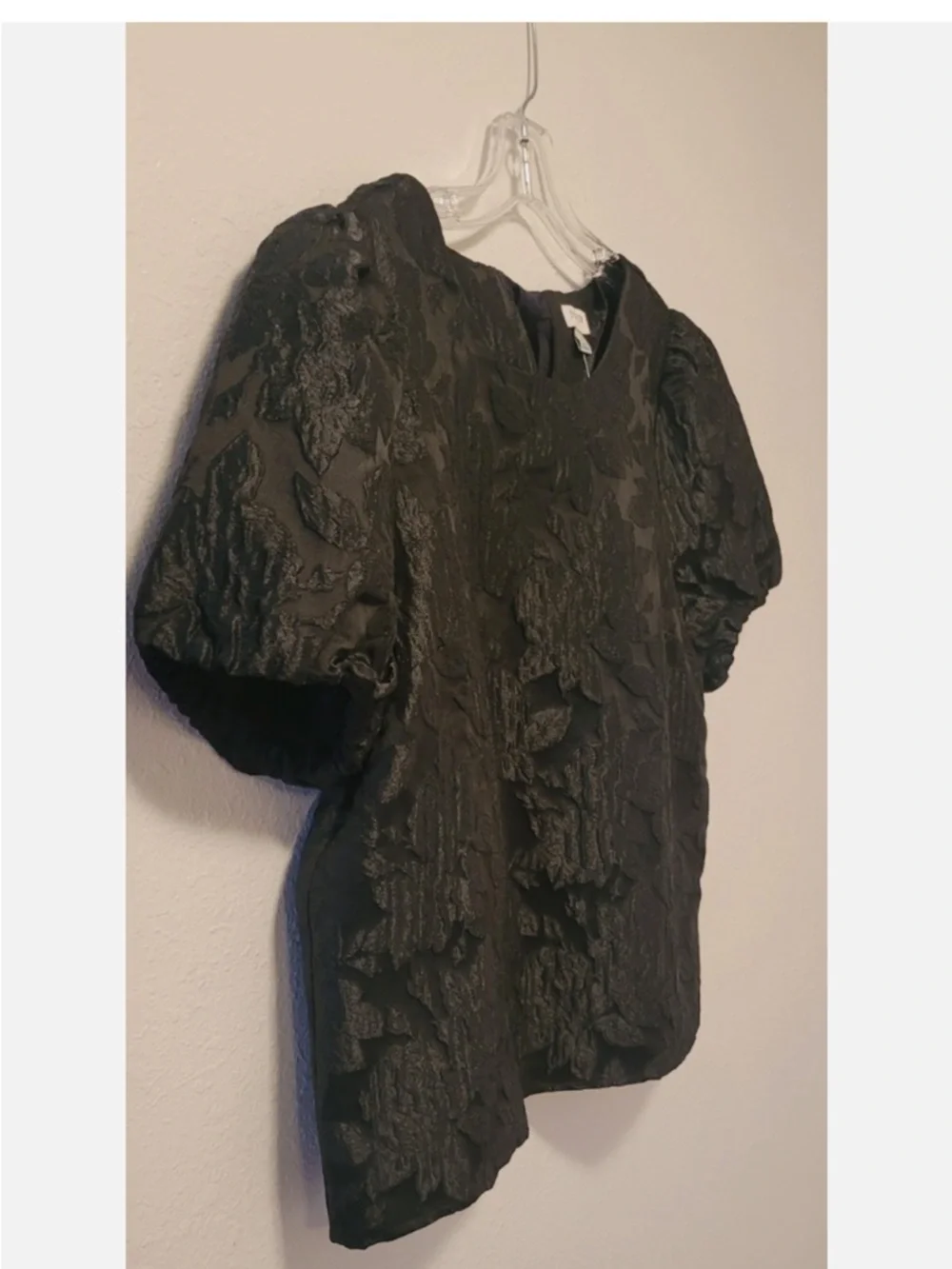 J. Crew Black Textured Puff-Sleeve Blouse - Picture 4 of 5